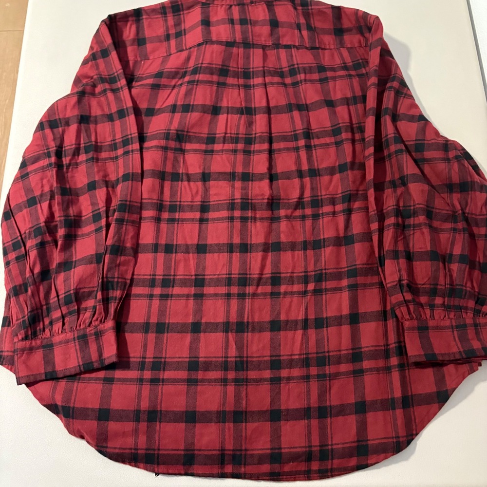 Free Assembly XXL Womens Button Down Long Sleeve Plaid Flannel Shirt Top - Picture 2 of 8